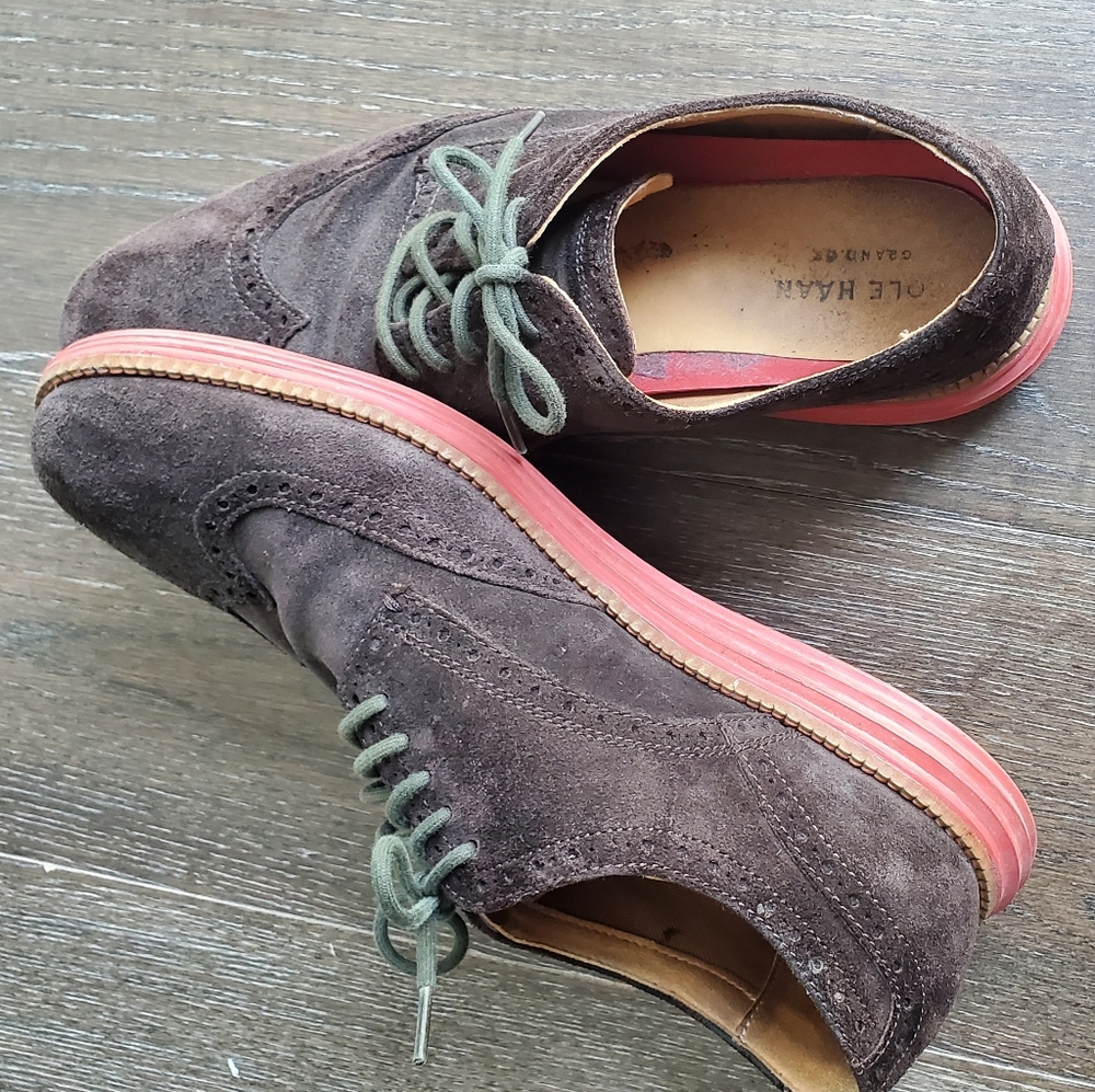 Cole Haan Grand OS Suede Wingtip Shoes 10.5 - Picture 5 of 6